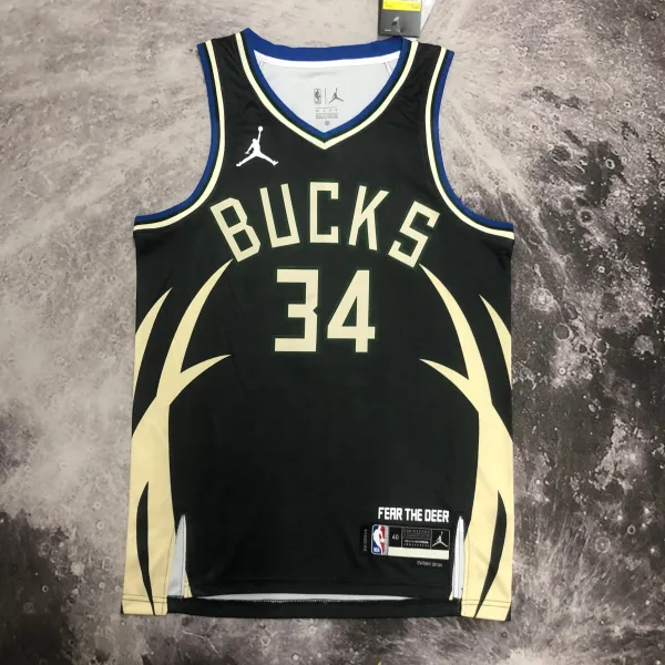 Air Jordan Milwaukee Bucks Statement Edition Jersey Black - 15