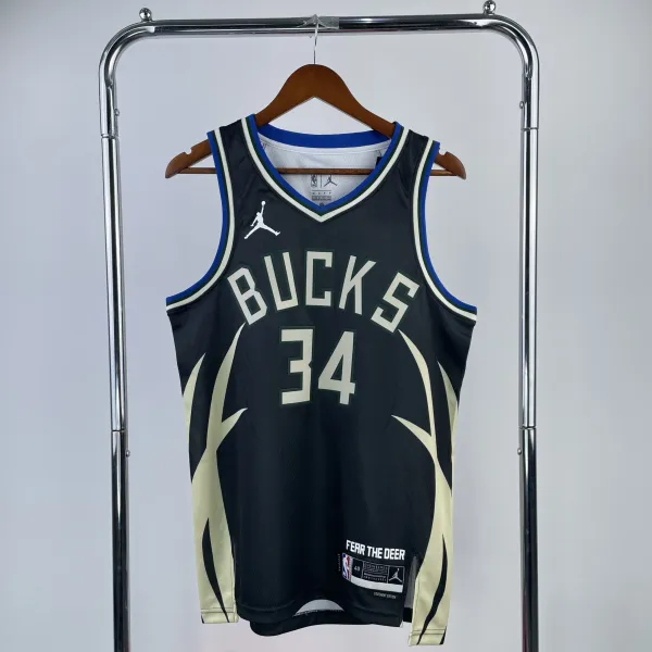 Air Jordan Milwaukee Bucks Statement Edition Jersey Black - 3