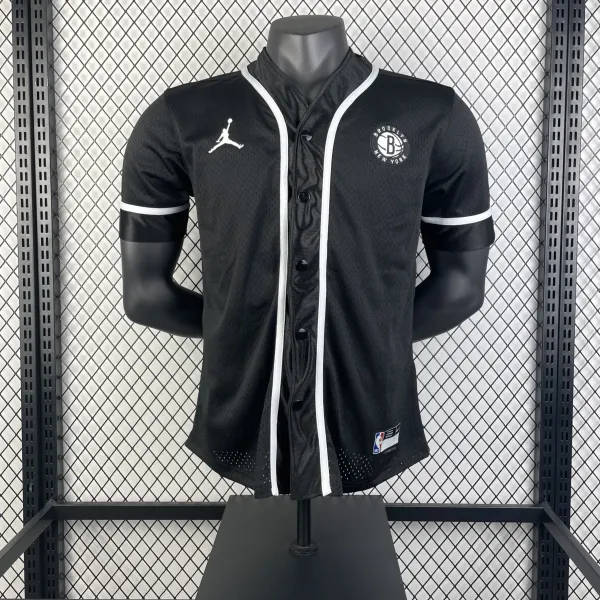 Air Jordan Brooklyn Nets Statement Edition Mesh Baseball Jersey Black - 4