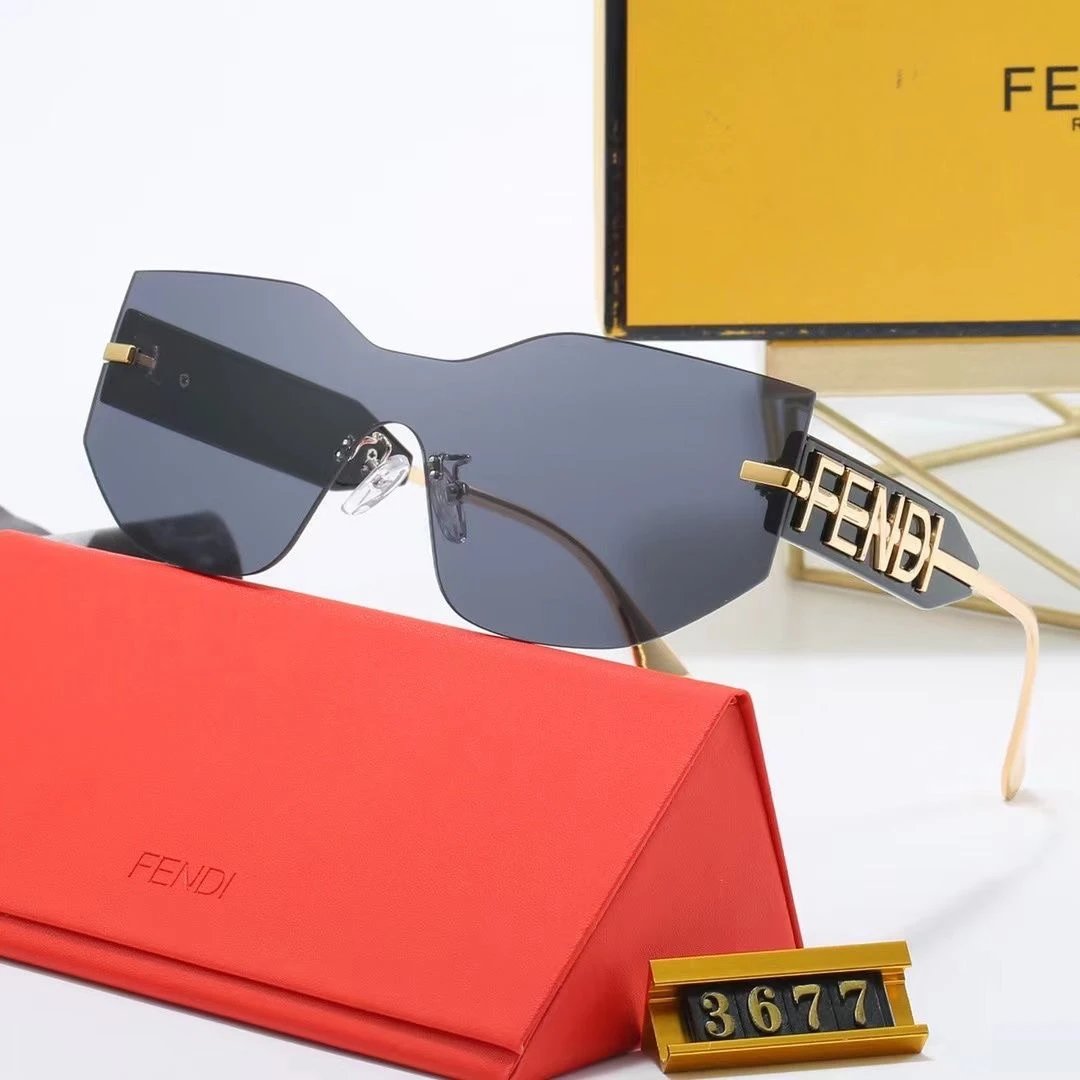 Fendi Shield Sunglasses Black Gradient Lens Gold Frame - 1