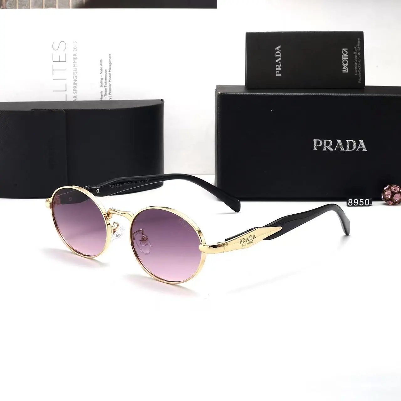 Prada Eyewear Square-frame sunglasses with triangle logo temples — 20