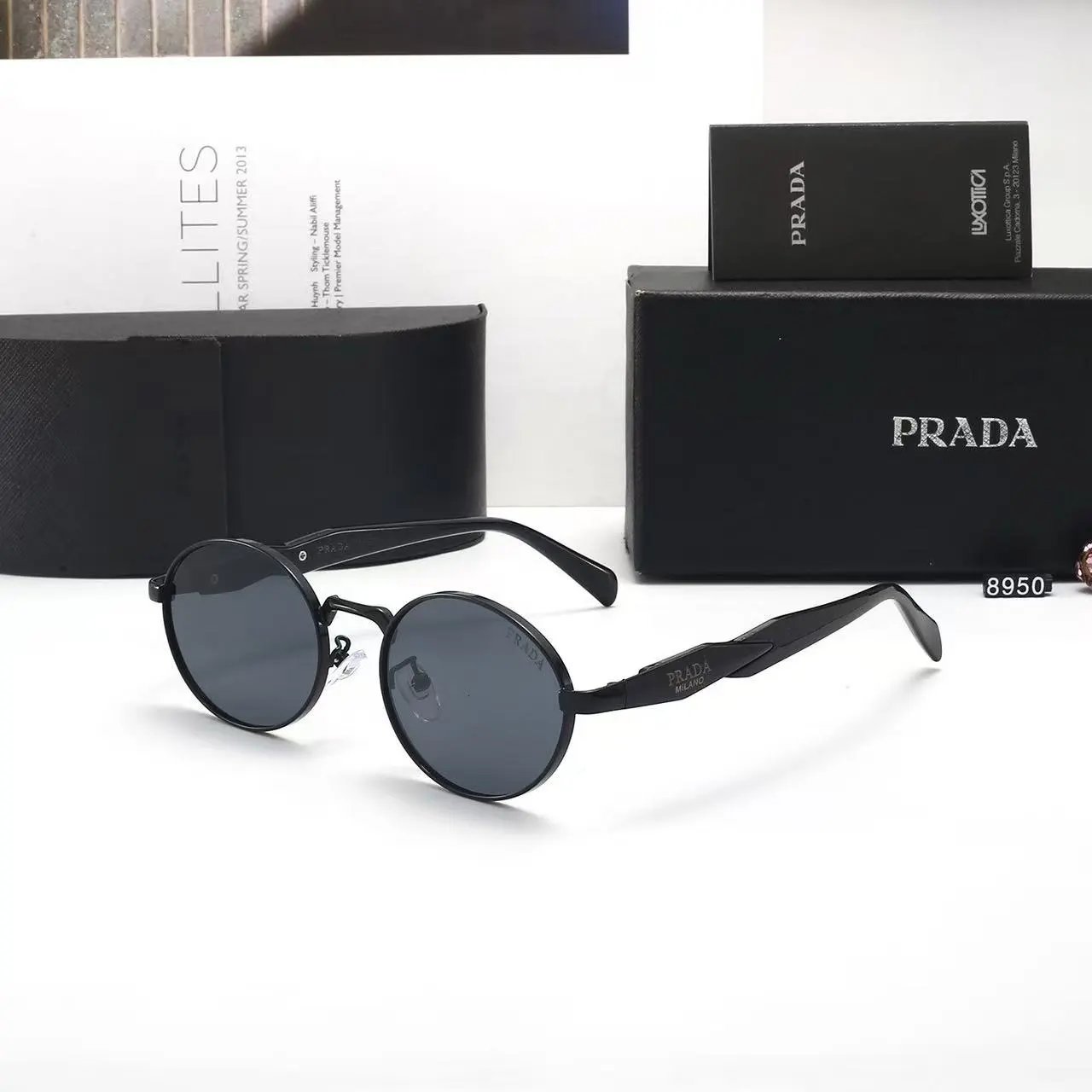Prada Eyewear Square-frame sunglasses with triangle logo temples — 23