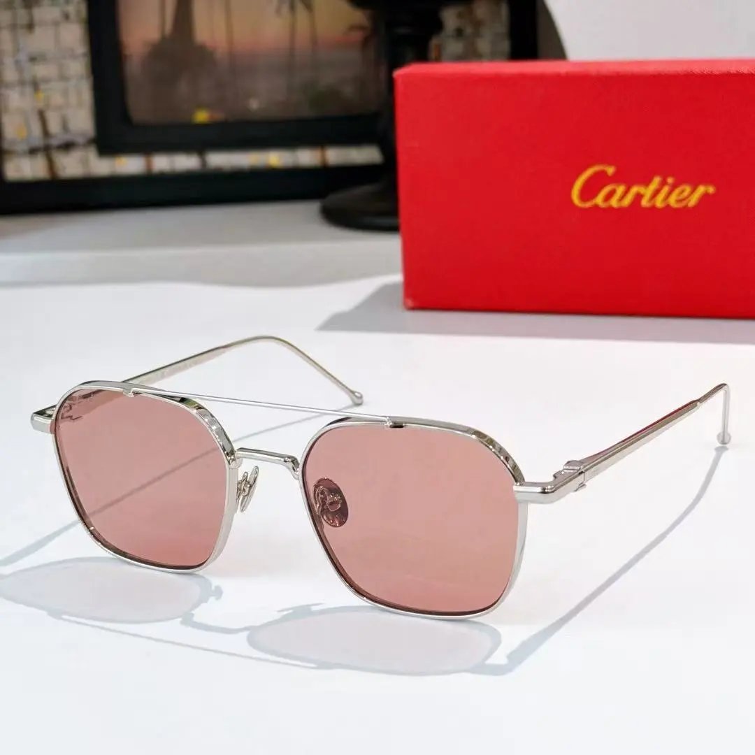 Cartier Eyewear 8033 rimless rectangular sunglasses with gold-tone hardware — 33