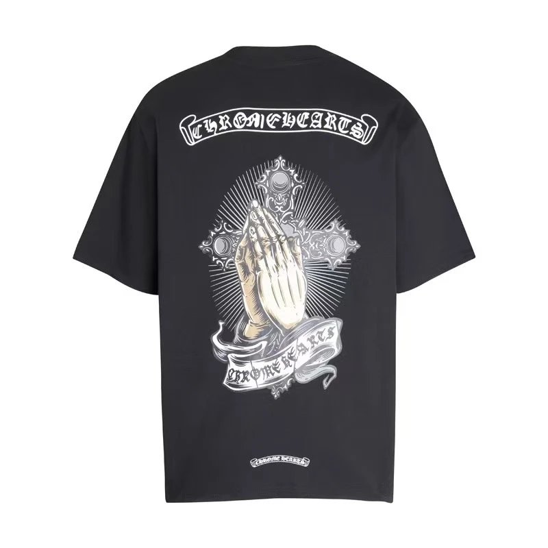 Chrome Hearts T-Shirts Short-Sleeve T-Shirt with Cross and Logo Back Graphic — 34