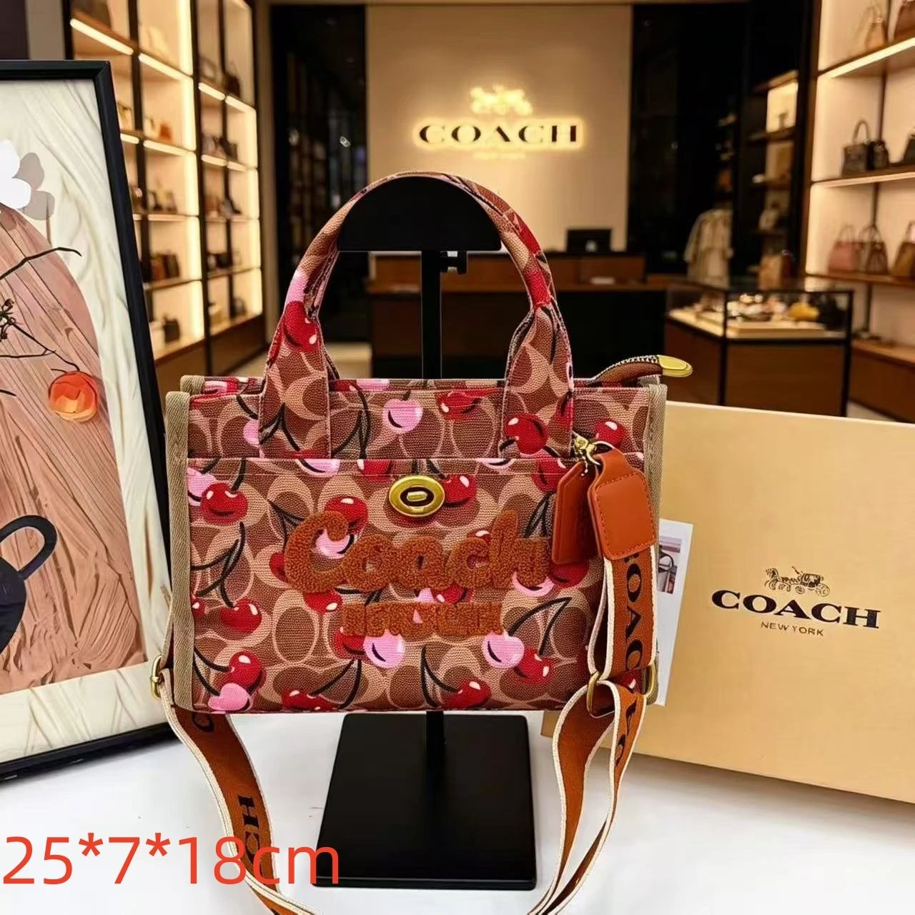 Chanel Handbags Top-Handle Tote with Logo-Print Shoulder Strap and Scarf — 36