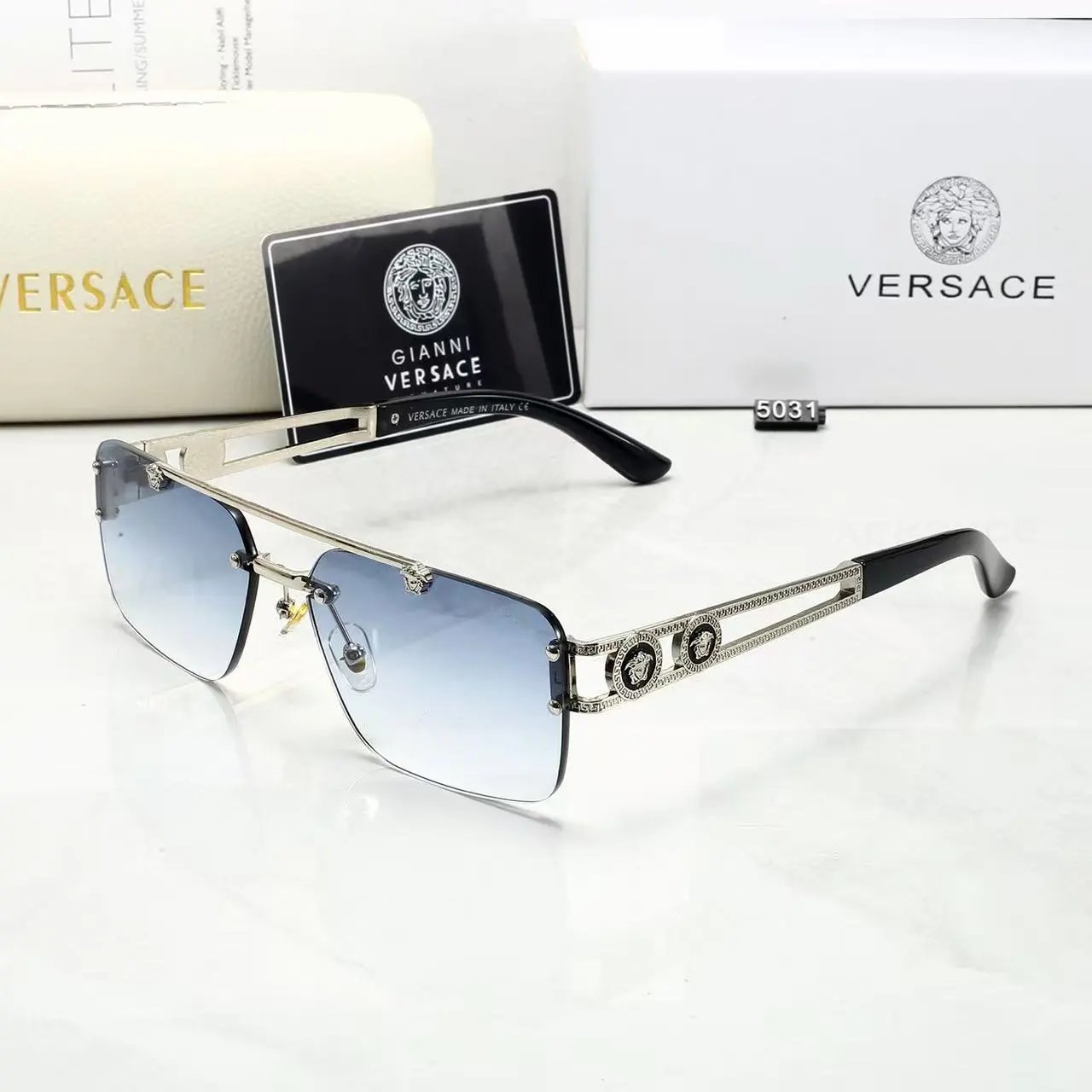 Versace Eyewear YX3207 geometric sunglasses with Medusa emblems — 23