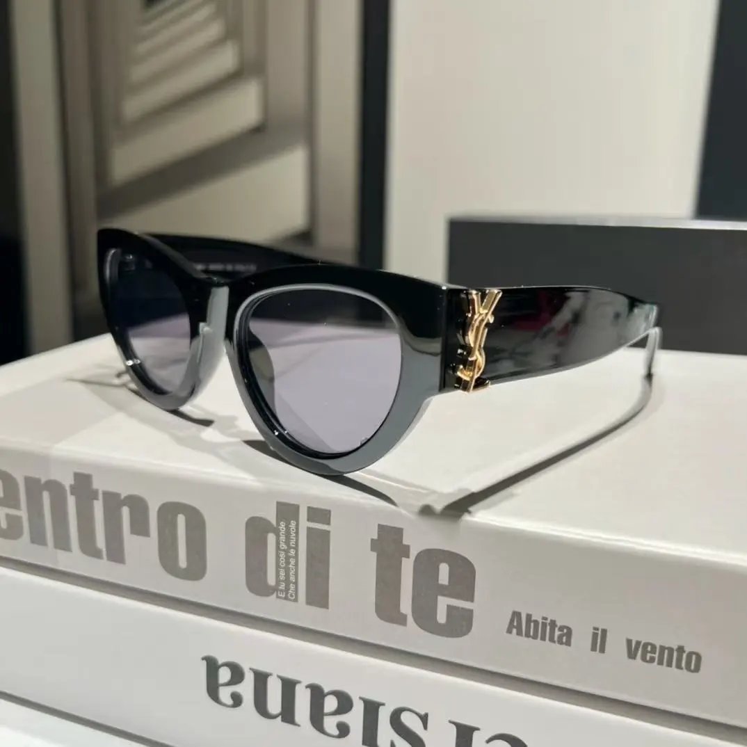 Saint Laurent Eyewear Cat-Eye Sunglasses with YSL Logo Temples — 20