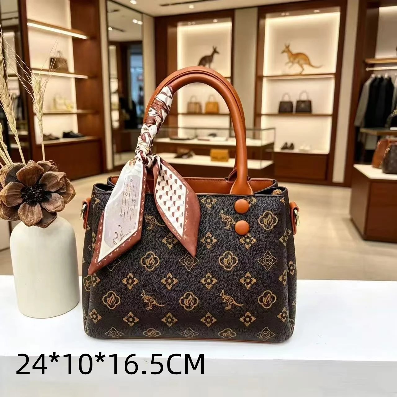 Chanel Handbags Top-Handle Tote with Logo-Print Shoulder Strap and Scarf — 22