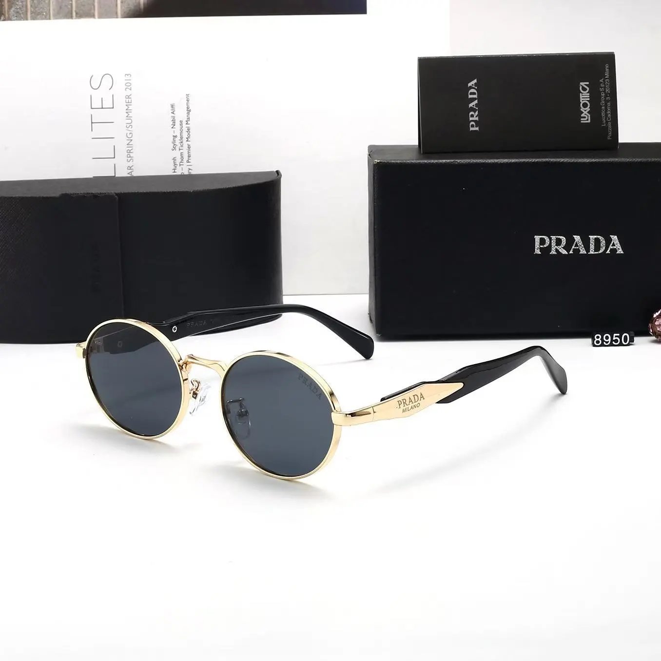 Prada Eyewear Square-frame sunglasses with triangle logo temples — 19