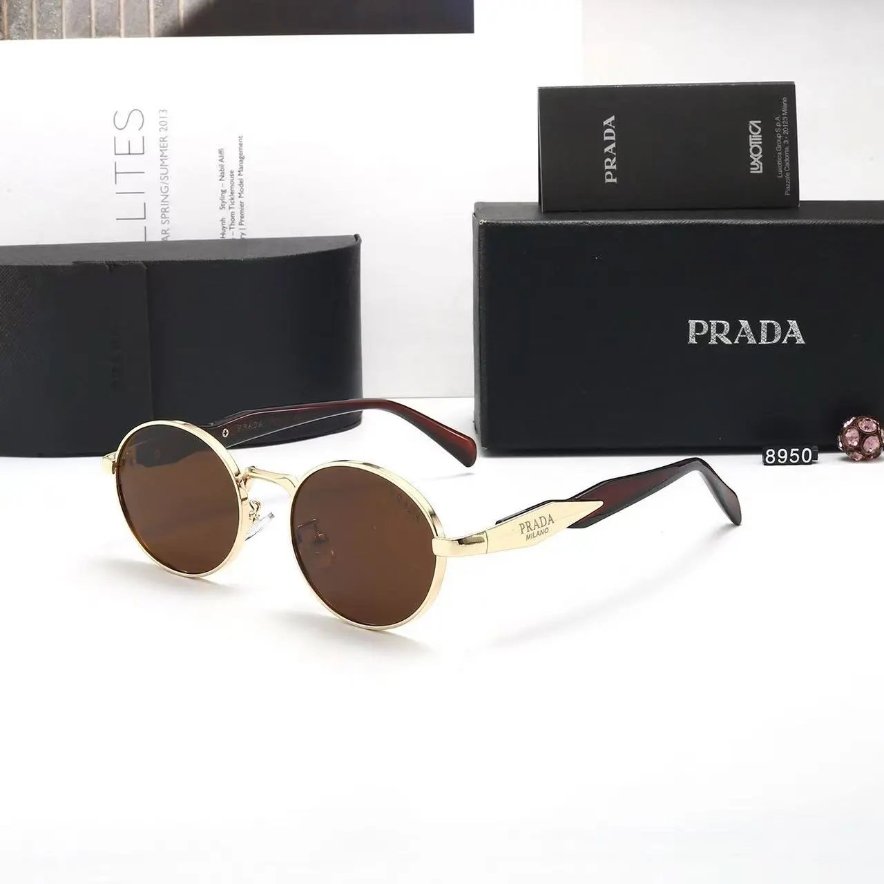 Prada Eyewear Square-frame sunglasses with triangle logo temples — 21
