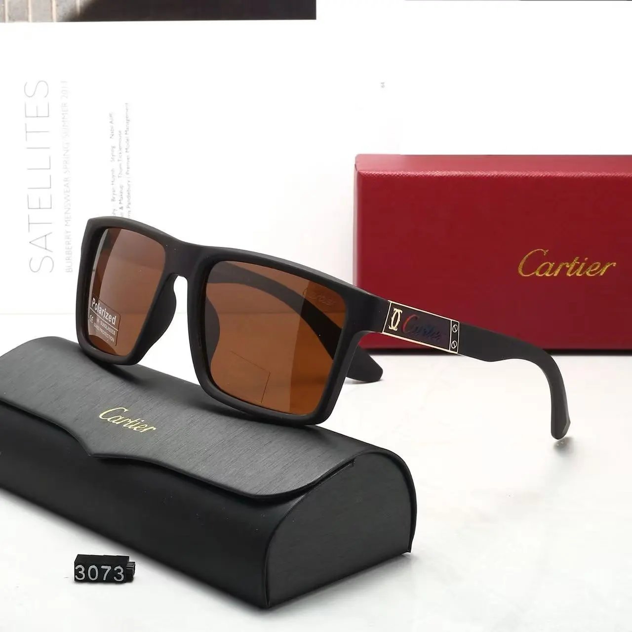 Cartier Eyewear Rimless rectangular sunglasses with gold-tone temples — 33