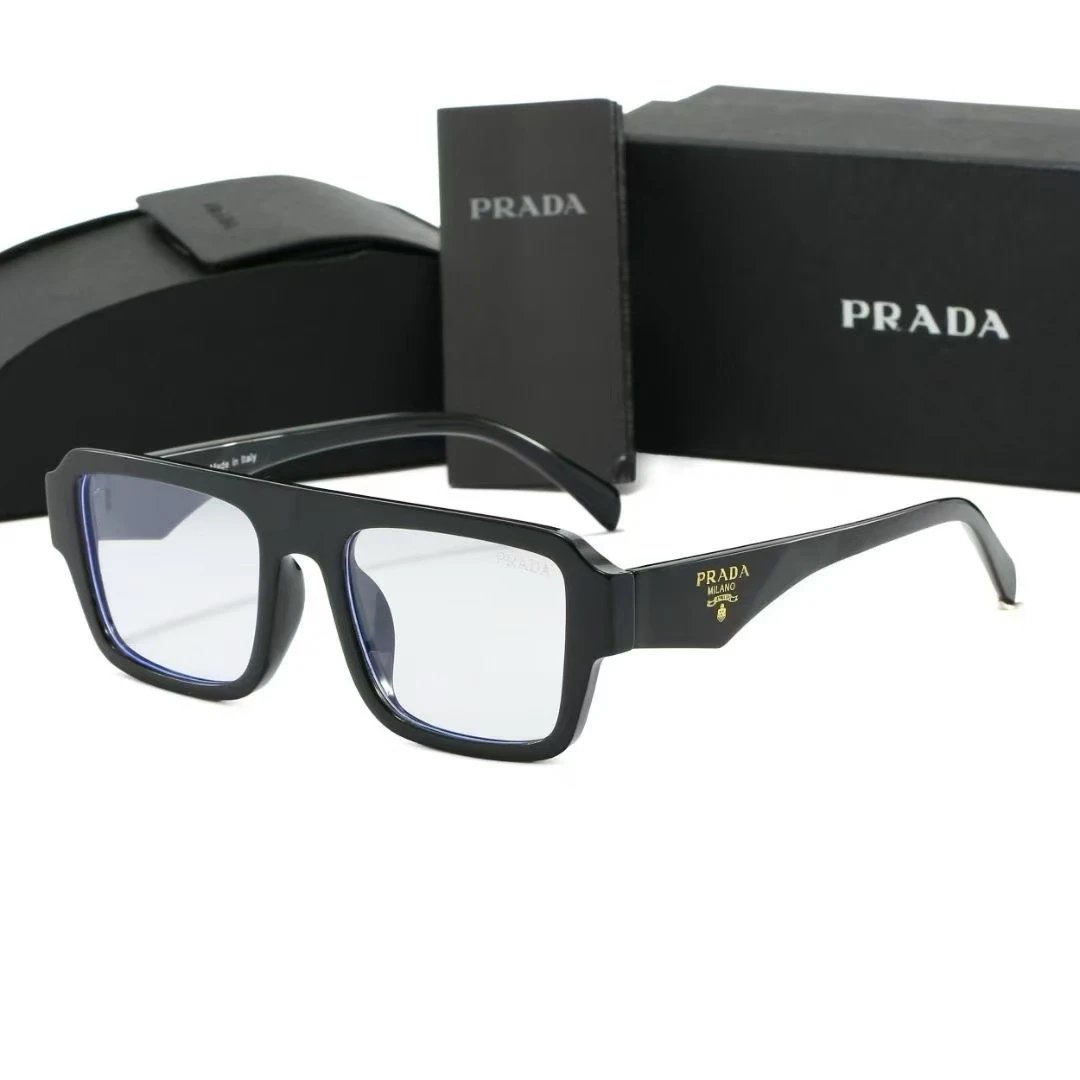 Prada Eyewear Square-frame sunglasses with triangle logo temples — 36