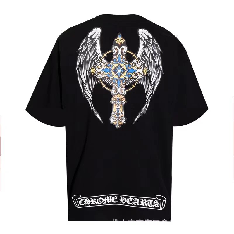 Chrome Hearts T-Shirts Short-Sleeve T-Shirt with Cross and Logo Back Graphic — 32