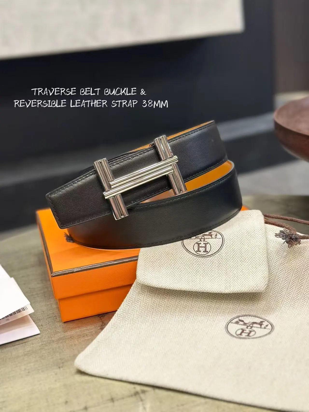 Hermès Belts K1-0118 H-Buckle Leather Belt — 33