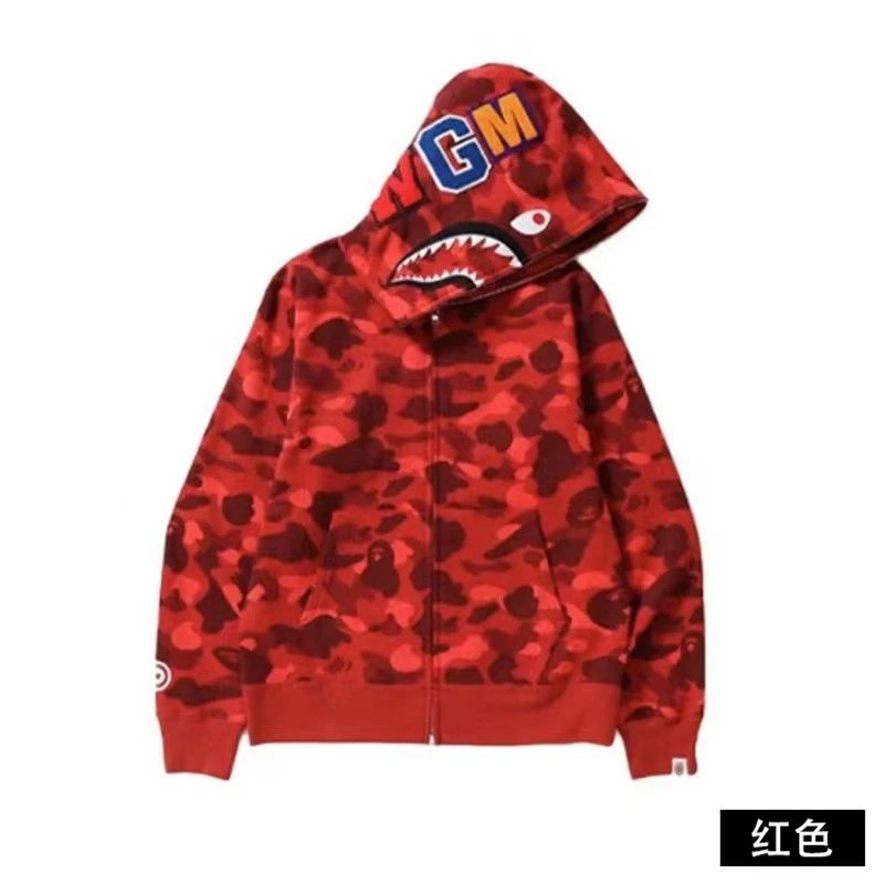 A BATHING APE Hoodies & Sweatshirts Shark Full Zip Hoodie with Camo Print — 37