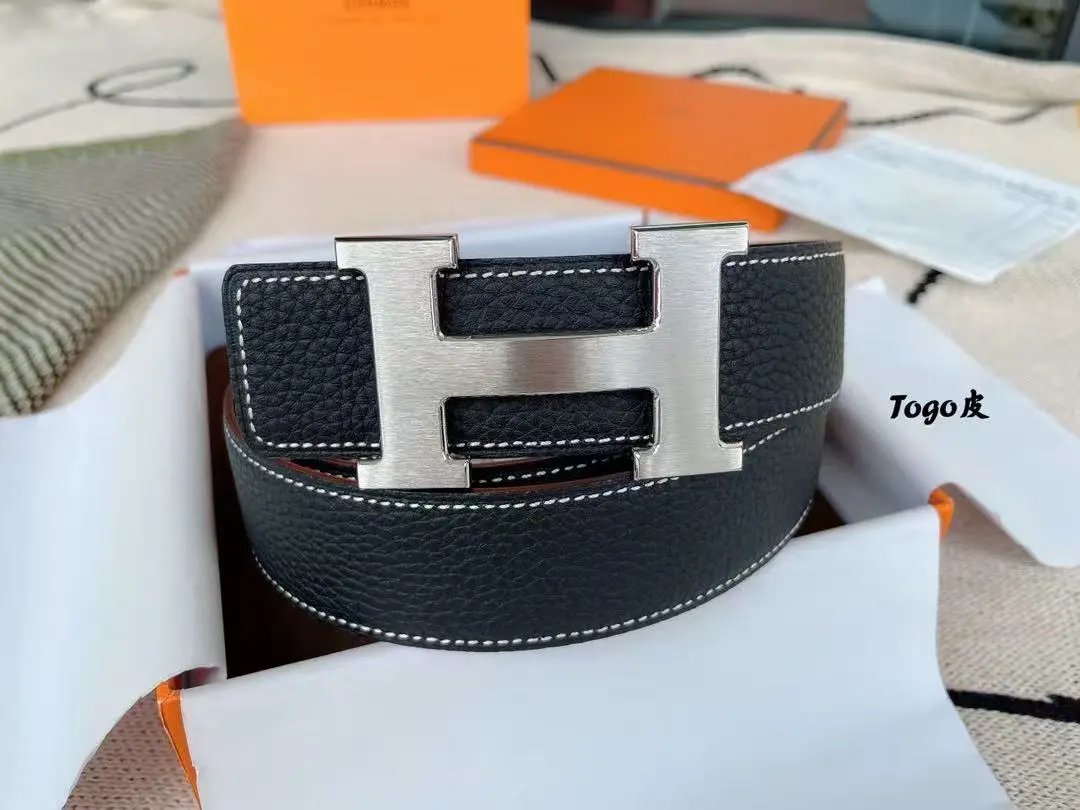 Hermès Belts K1-0118 H-Buckle Leather Belt — 34