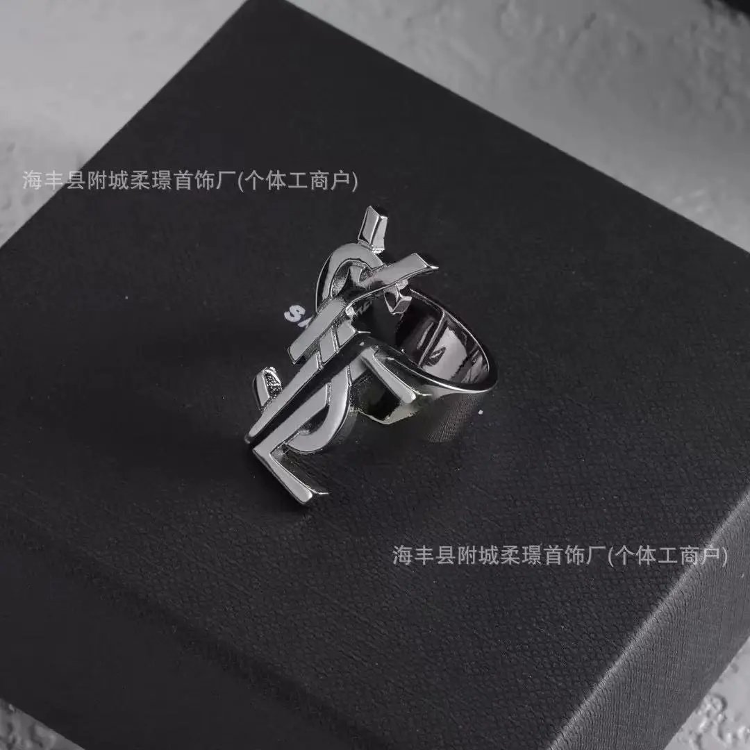 Yves Saint Laurent Jewelry Adjustable YSL Monogram Ring — 19