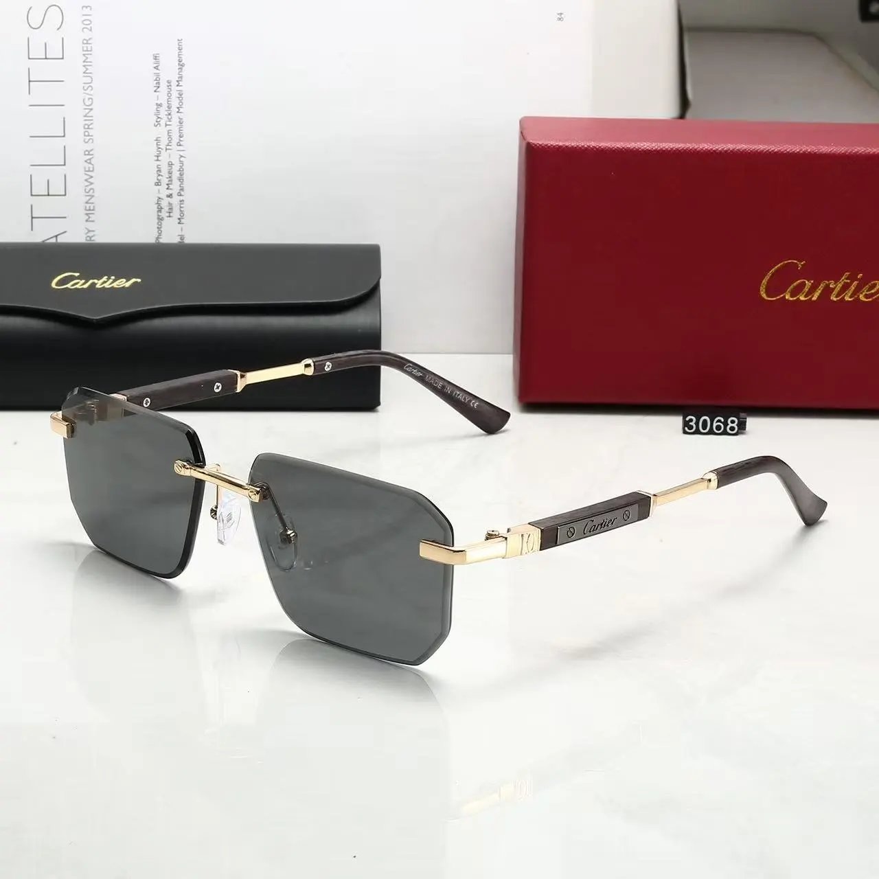 Cartier Eyewear Rimless rectangular sunglasses with gold-tone temples — 28