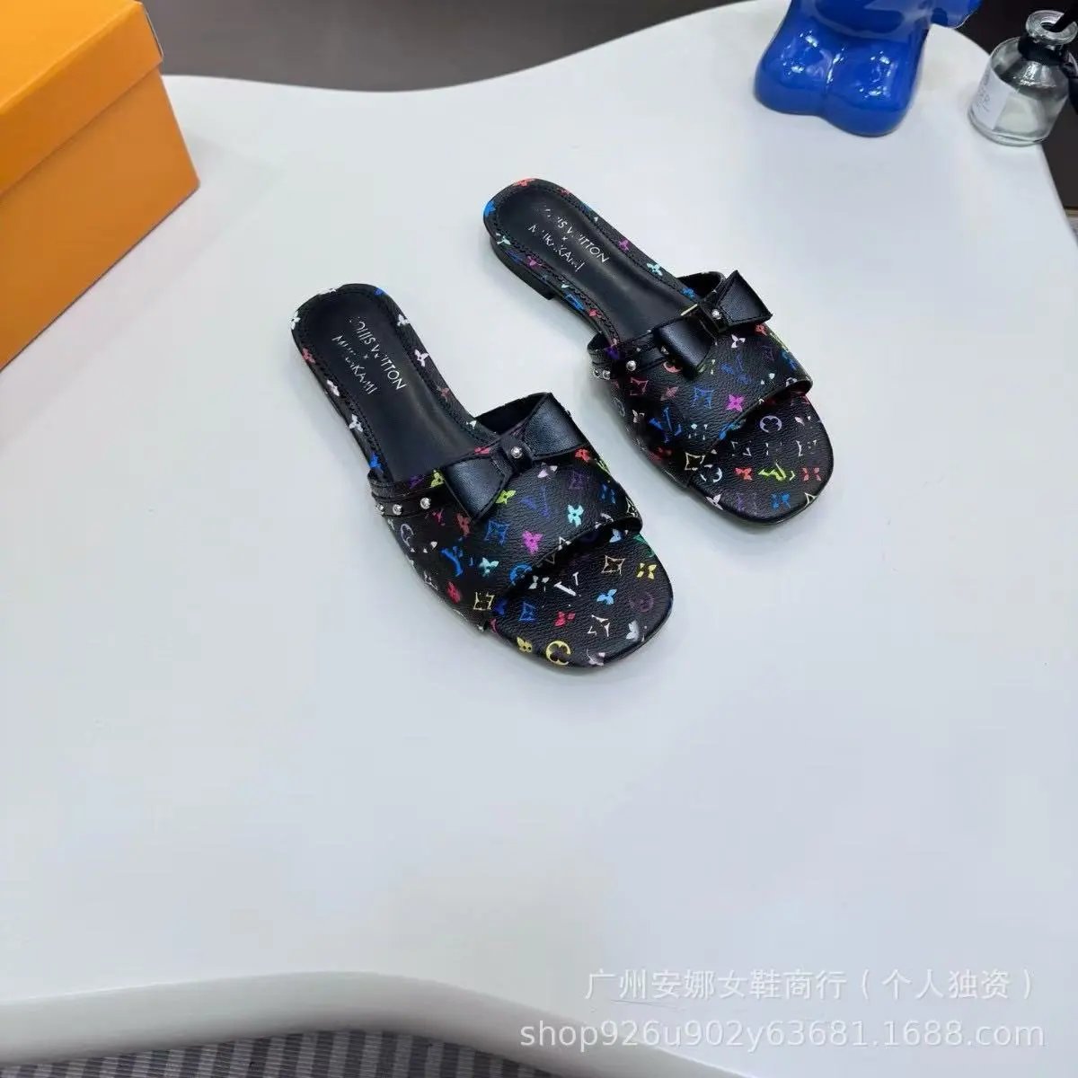 Saint Laurent Sandals Flat slide with gold YSL logo and wide strap — 39