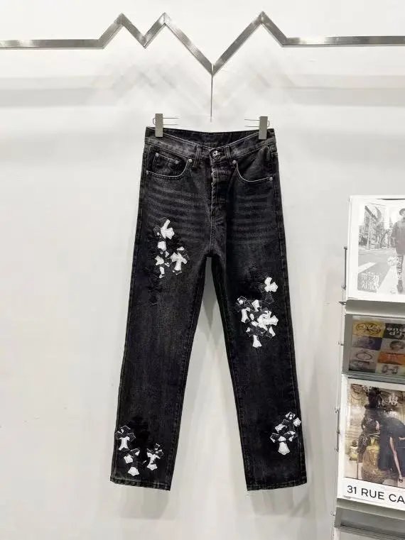 Unbranded Jeans Decorative patchwork straight-leg — 32