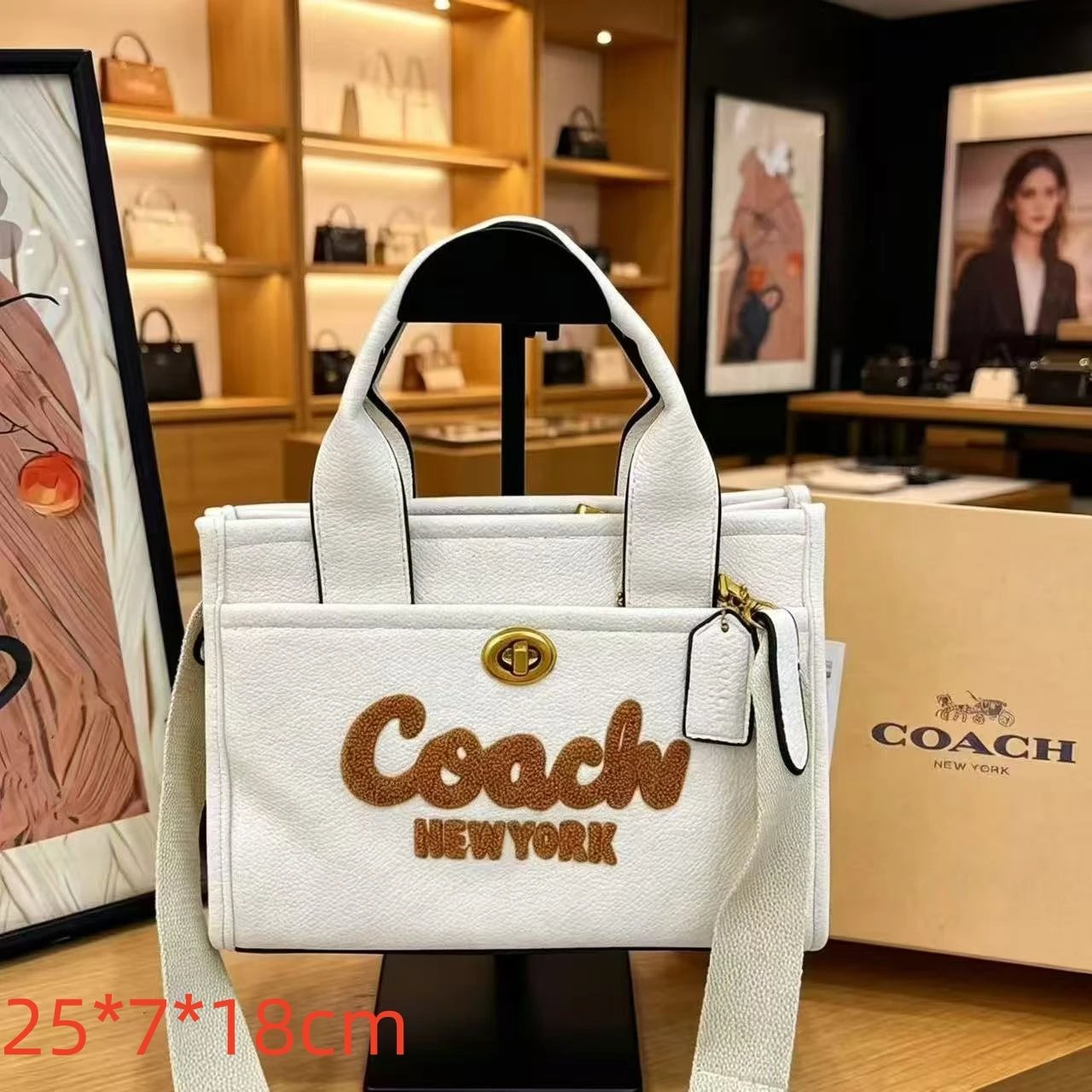 Chanel Handbags Top-Handle Tote with Logo-Print Shoulder Strap and Scarf — 38