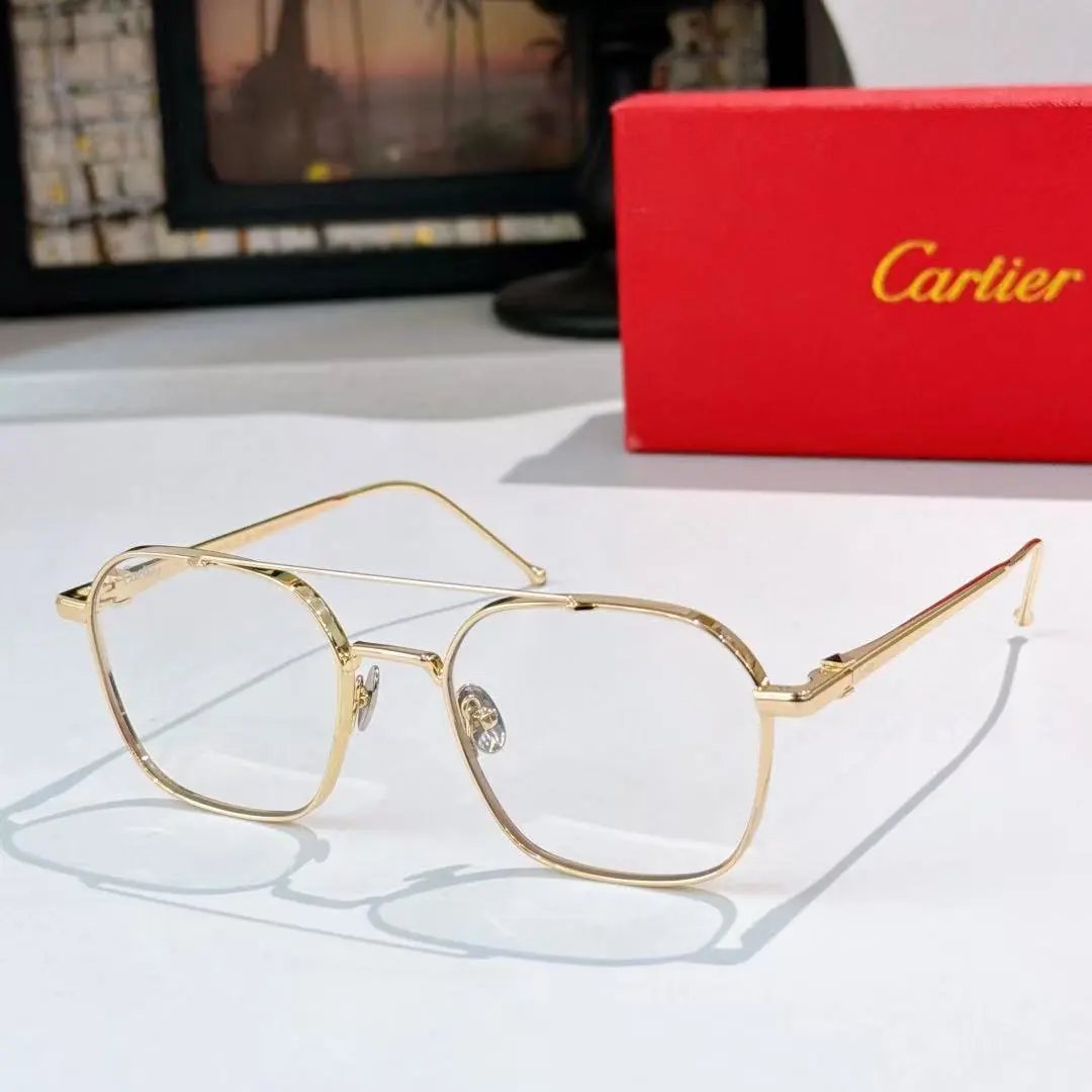 Cartier Eyewear 8033 rimless rectangular sunglasses with gold-tone hardware — 29