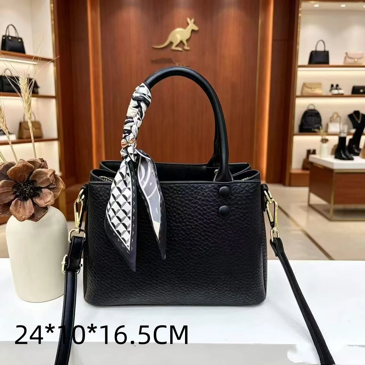 Chanel Handbags Top-Handle Tote with Logo-Print Shoulder Strap and Scarf — 23