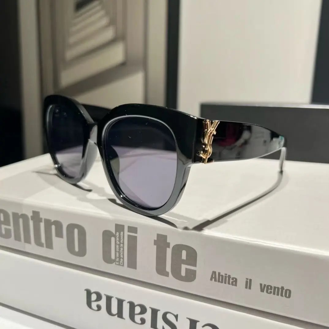 Saint Laurent Eyewear Cat-Eye Sunglasses with YSL Logo Temples — 21