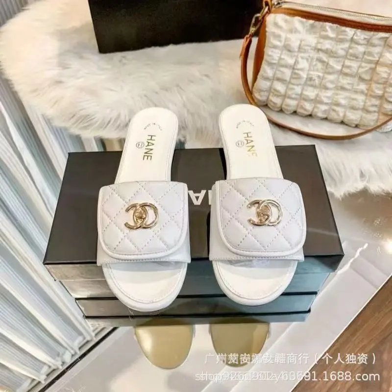 Saint Laurent Sandals Flat slide with gold YSL logo and wide strap — 19
