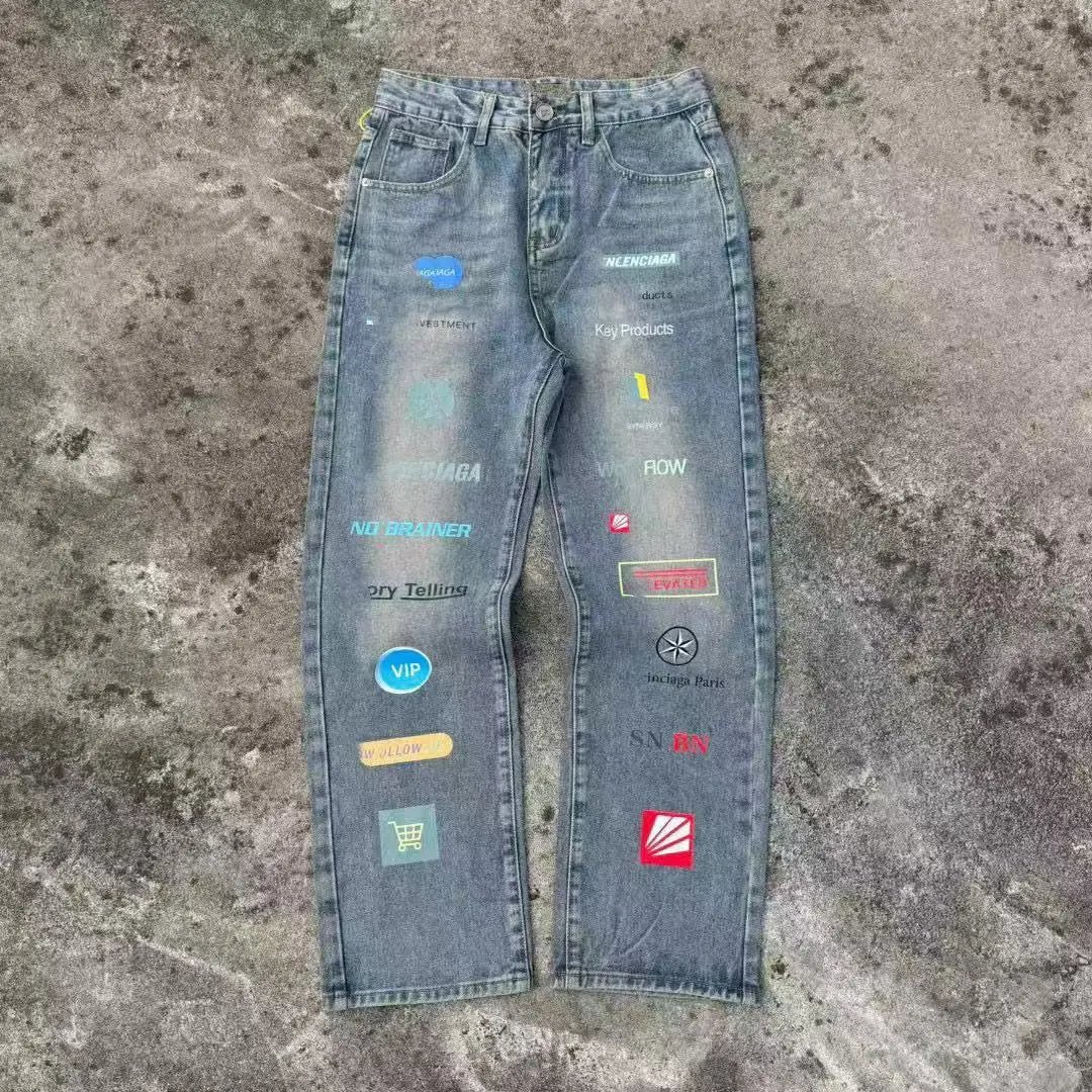 Balenciaga Jeans Denim with logo print, side stripes, or flared-leg designs — 38