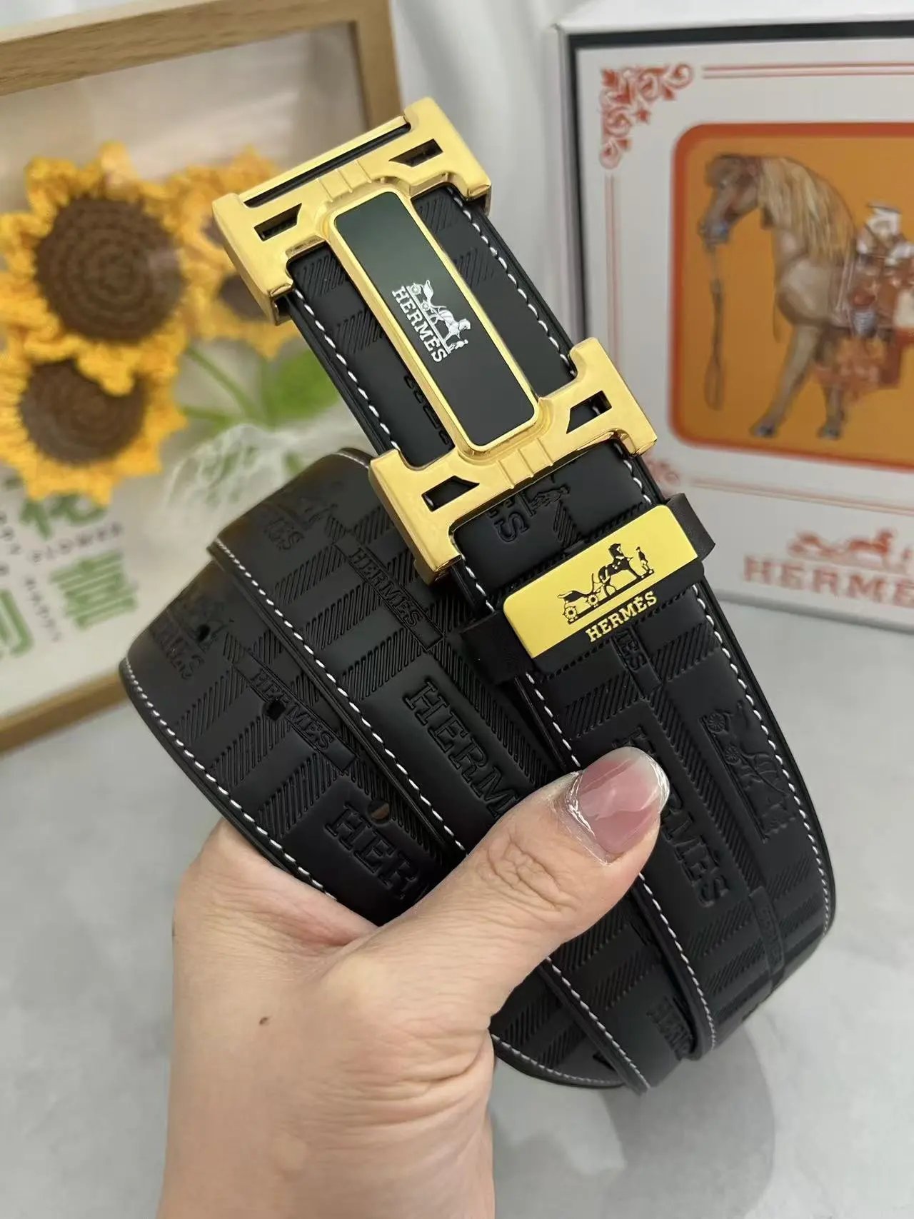 Hermès Belts K1-0118 H-Buckle Leather Belt — 13