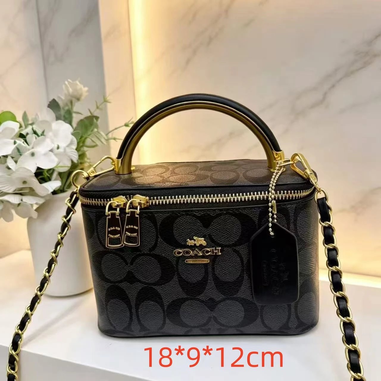 Chanel Handbags Top-Handle Tote with Logo-Print Shoulder Strap and Scarf — 26