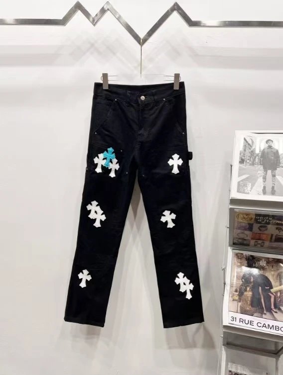Unbranded Jeans Decorative patchwork straight-leg — 26