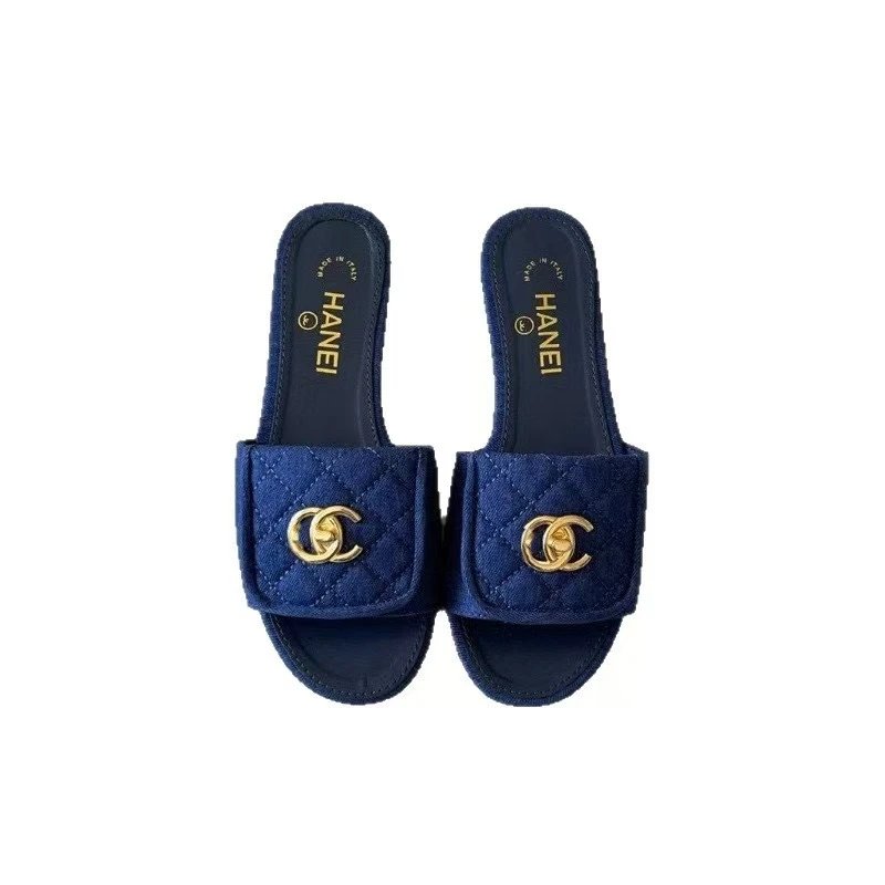 Saint Laurent Sandals Flat slide with gold YSL logo and wide strap — 16