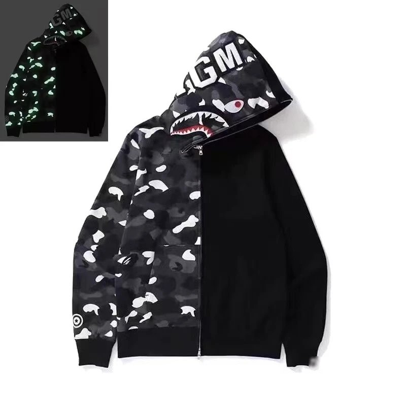 A BATHING APE Hoodies & Sweatshirts Shark Full Zip Hoodie with Camo Print — 18