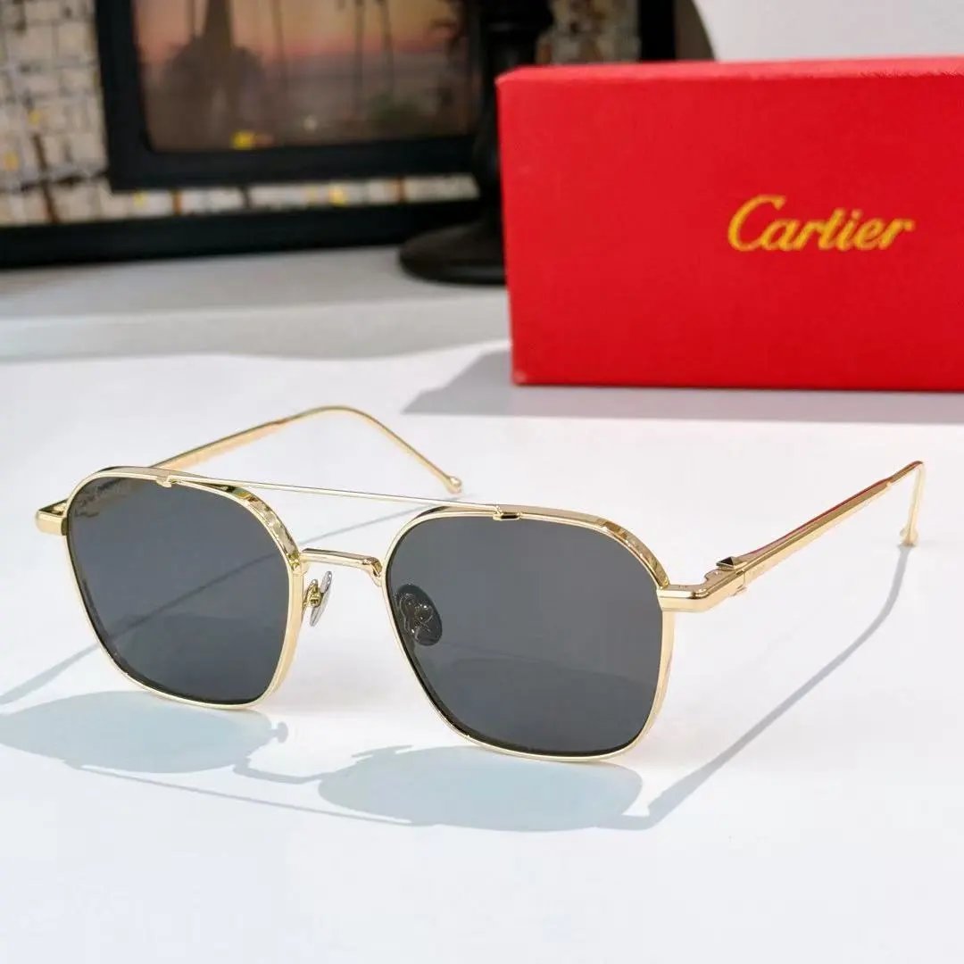 Cartier Eyewear 8033 rimless rectangular sunglasses with gold-tone hardware — 32