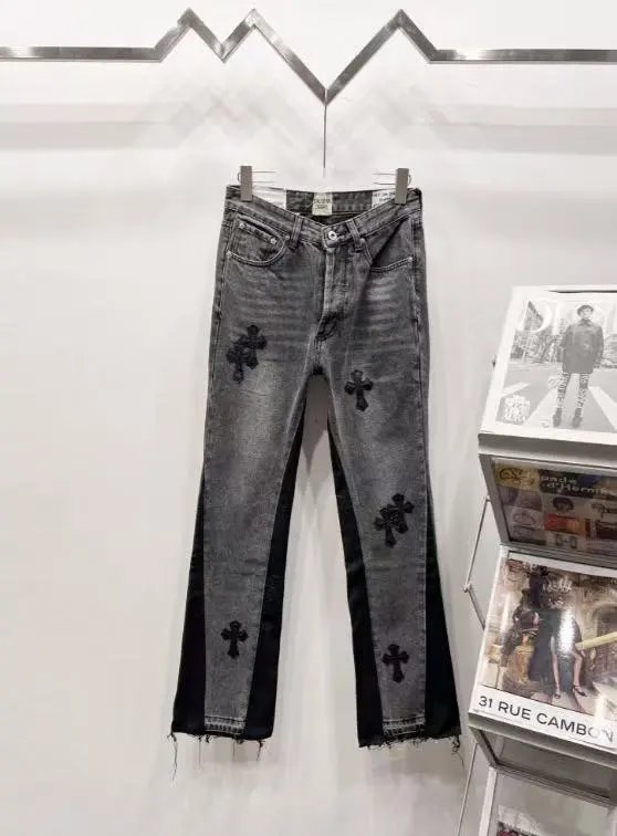 Unbranded Jeans Decorative patchwork straight-leg — 30