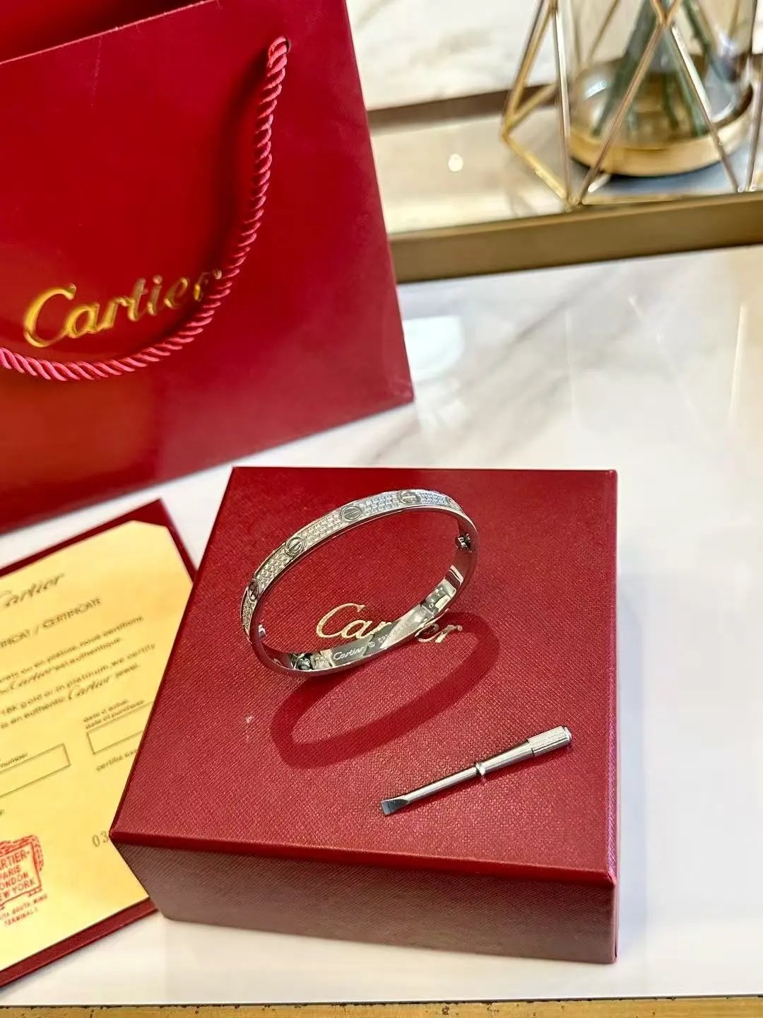 Cartier Jewelry LOVE bracelet with diamond-set screw motifs — 4