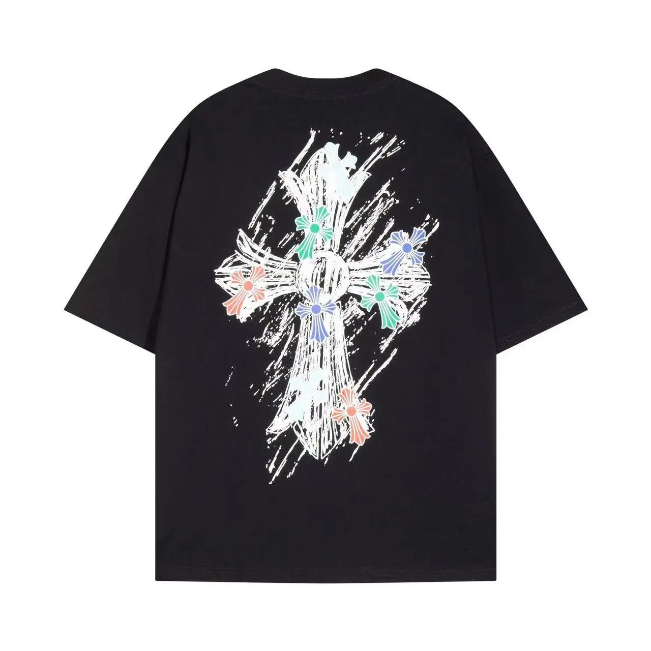 Chrome Hearts T-Shirts Short-Sleeve T-Shirt with Cross and Logo Back Graphic — 38