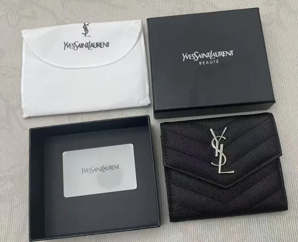 Yves Saint Laurent Monogram Quilted Leather Short Wallet Black - 1