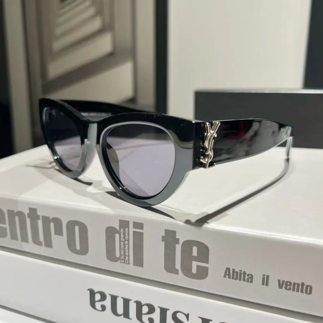 Saint Laurent Eyewear Cat-Eye Sunglasses with YSL Logo Temples — 18