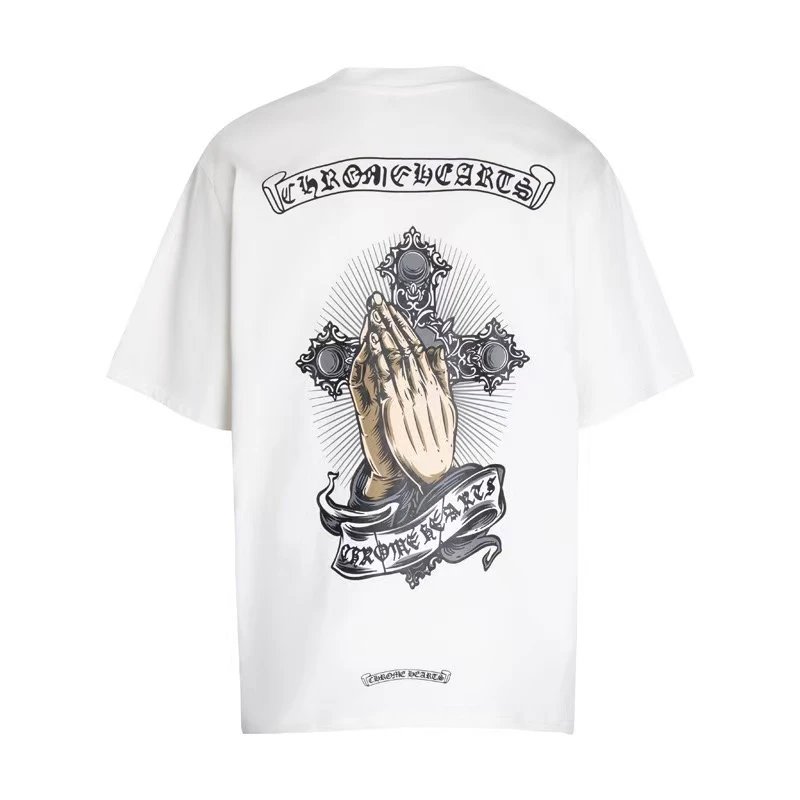 Chrome Hearts T-Shirts Short-Sleeve T-Shirt with Cross and Logo Back Graphic — 35