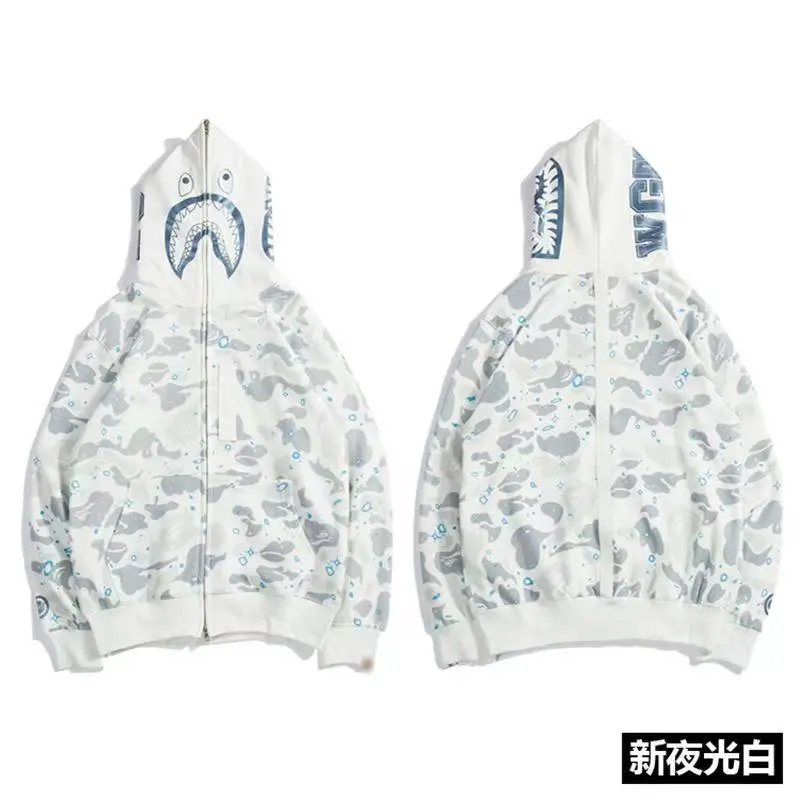 A BATHING APE Hoodies & Sweatshirts Shark Full Zip Hoodie with Camo Print — 16