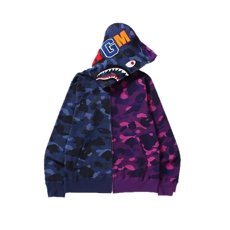 A BATHING APE Hoodies & Sweatshirts Shark Full Zip Hoodie with Camo Print — 35