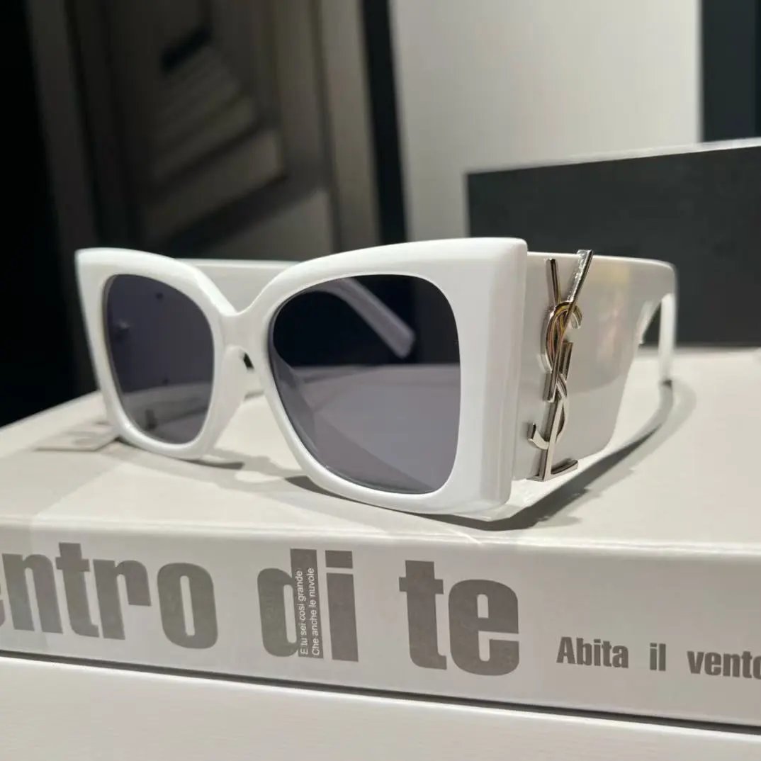 Saint Laurent Eyewear Cat-Eye Sunglasses with YSL Logo Temples — 236