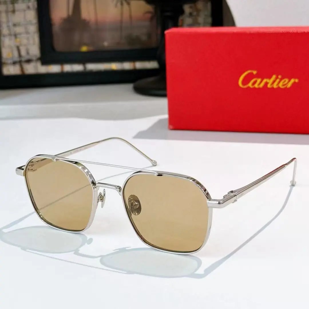 Cartier Eyewear 8033 rimless rectangular sunglasses with gold-tone hardware — 31