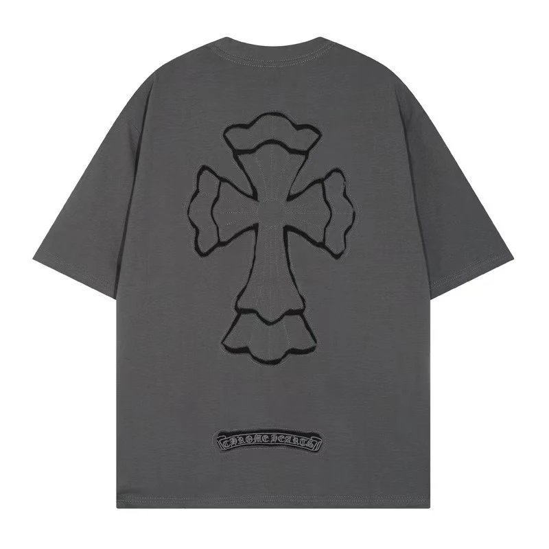 Chrome Hearts T-Shirts Short-Sleeve T-Shirt with Cross and Logo Back Graphic — 39