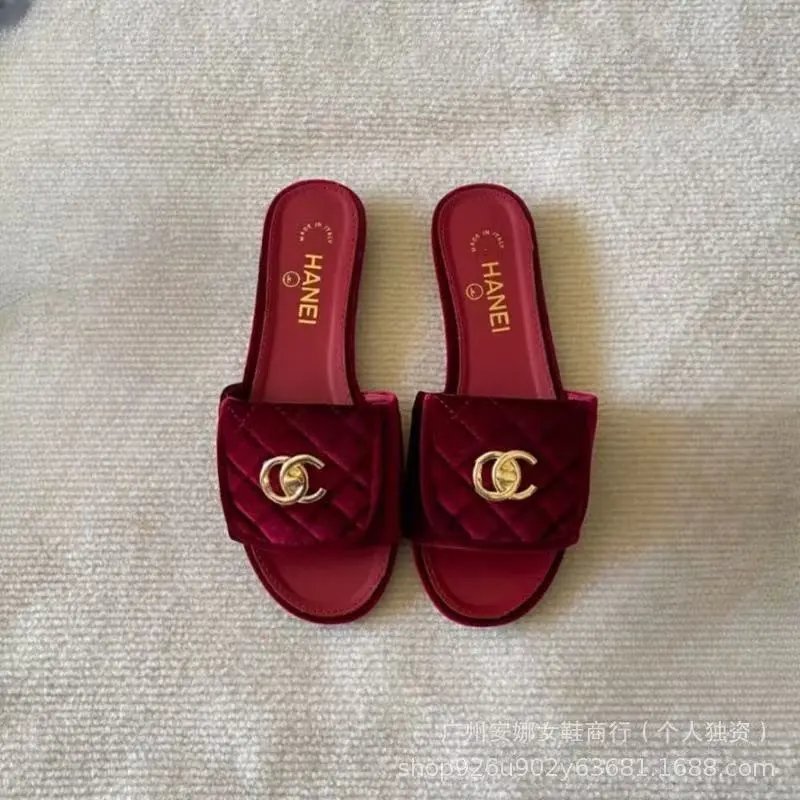 Saint Laurent Sandals Flat slide with gold YSL logo and wide strap — 13