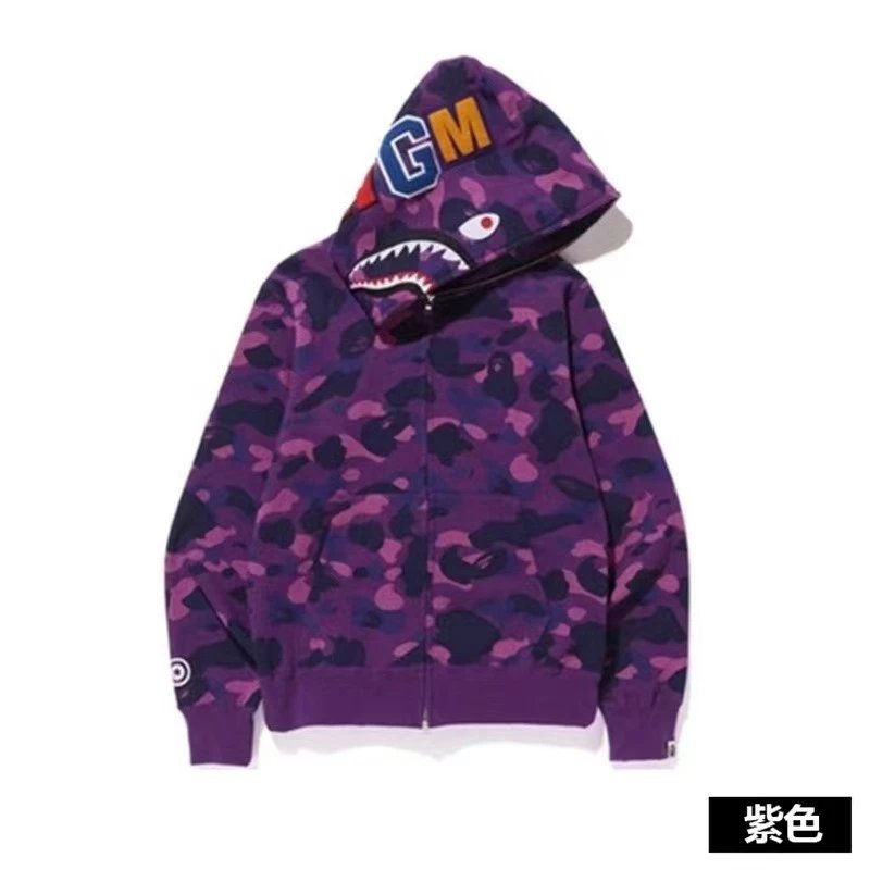 A BATHING APE Hoodies & Sweatshirts Shark Full Zip Hoodie with Camo Print — 30