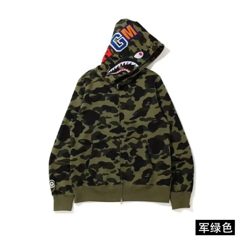 A BATHING APE Hoodies & Sweatshirts Shark Full Zip Hoodie with Camo Print — 34